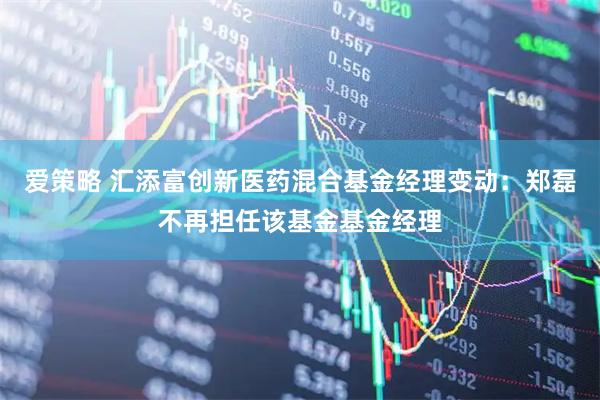 爱策略 汇添富创新医药混合基金经理变动：郑磊不再担任该基金基金经理